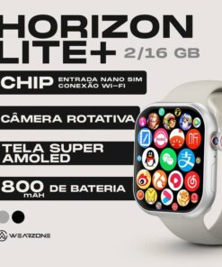 Horizon Lite + 4G Câmera Rotativa | 2GB + 16GB | Celular de Pulso Slim