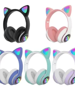 Fone Bluetooth Orelha De Gatinho Gato 5.0 Com Led Headphone